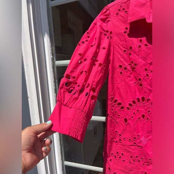 Anthropologie Eyelet Long Sleeve Embroidered Button-Down Mini Dress NWT - Picture 15 of 15